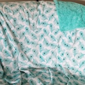 Peacock feather minky blanket